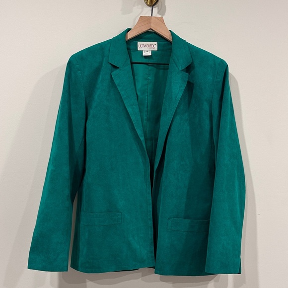 Vintage Green Ultrasuede Blazer Jacket Made in The USA Size 14 - Picture 4 of 7